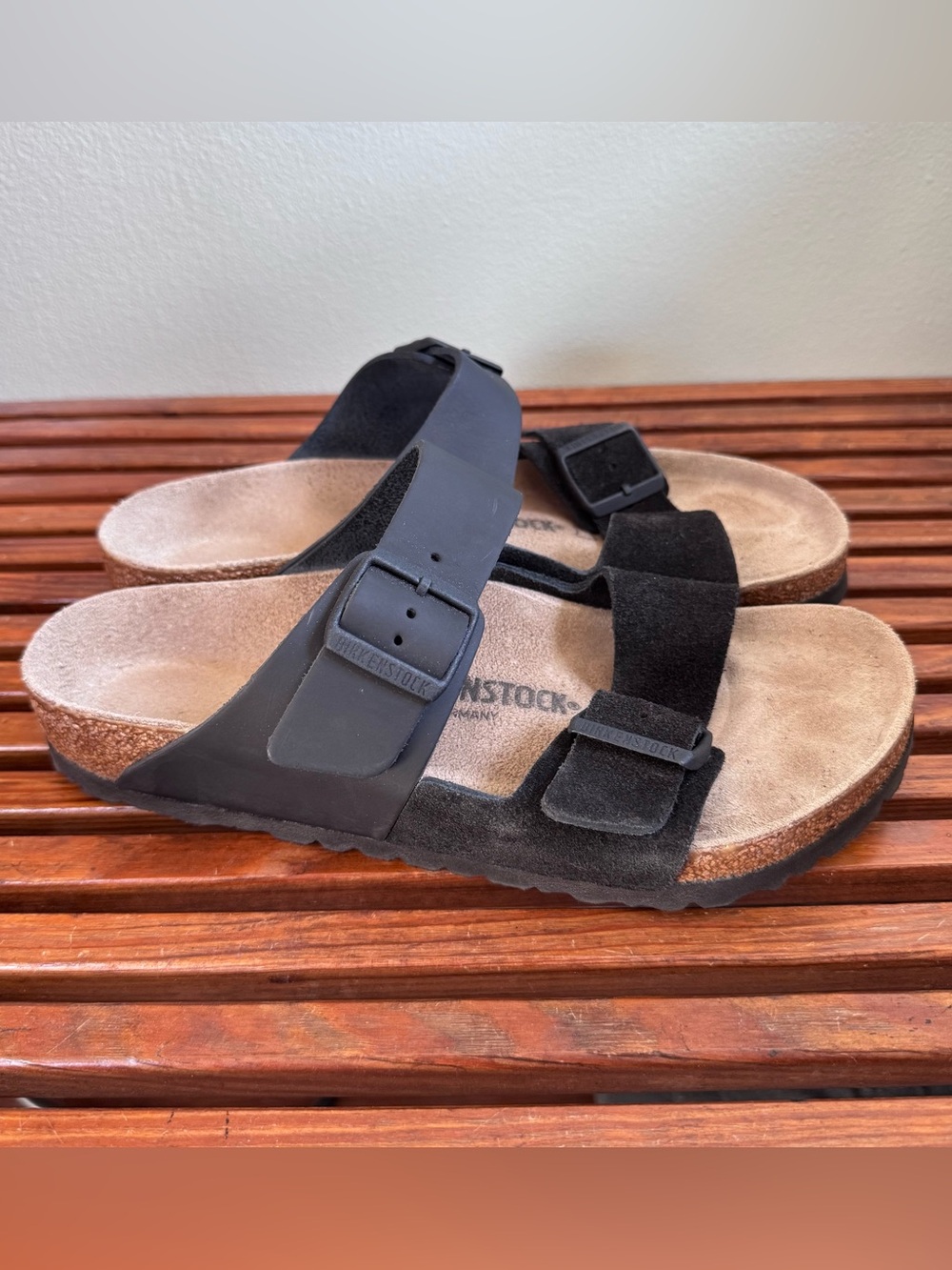 Birkenstock Arizona Split Leather Suede Slide Buckle Sandals Sz 40 US 9 Black